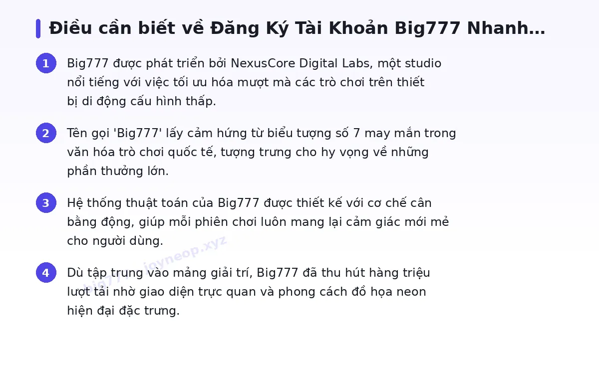 Những điều cần biết về big777