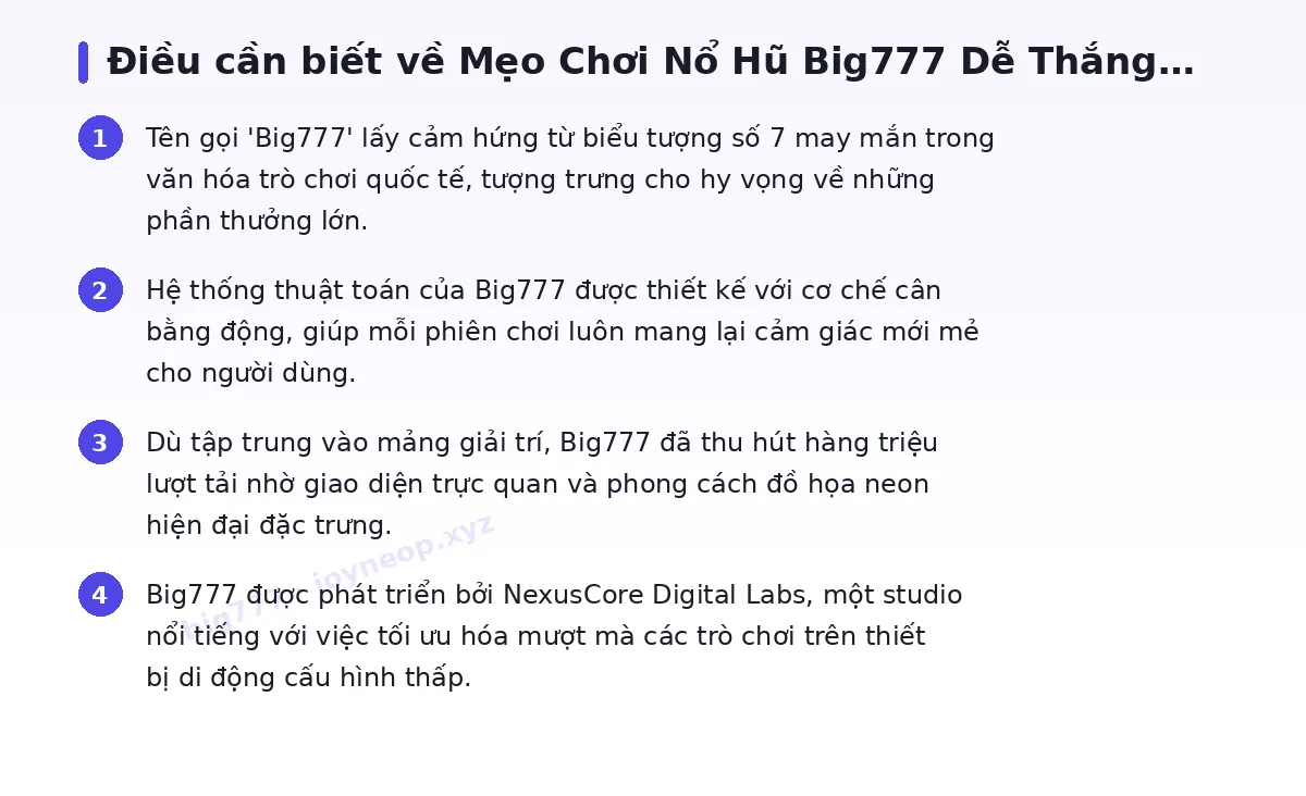 Những điều cần biết về big777