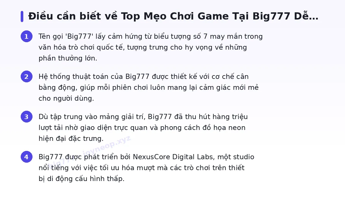 Những điều cần biết về big777